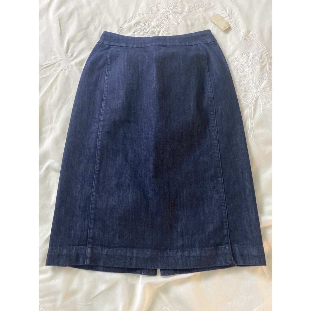 Coldwater Creek women's blue Denim stretch pencil Skirt Size 4 ~ New